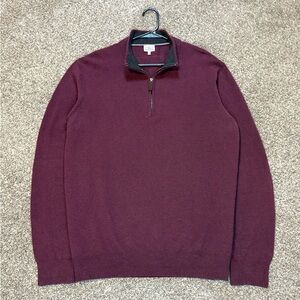 Faherty Jackson 1/4 Zip Pullover Sweater Men's XL Red Heather Blue EUC Promus